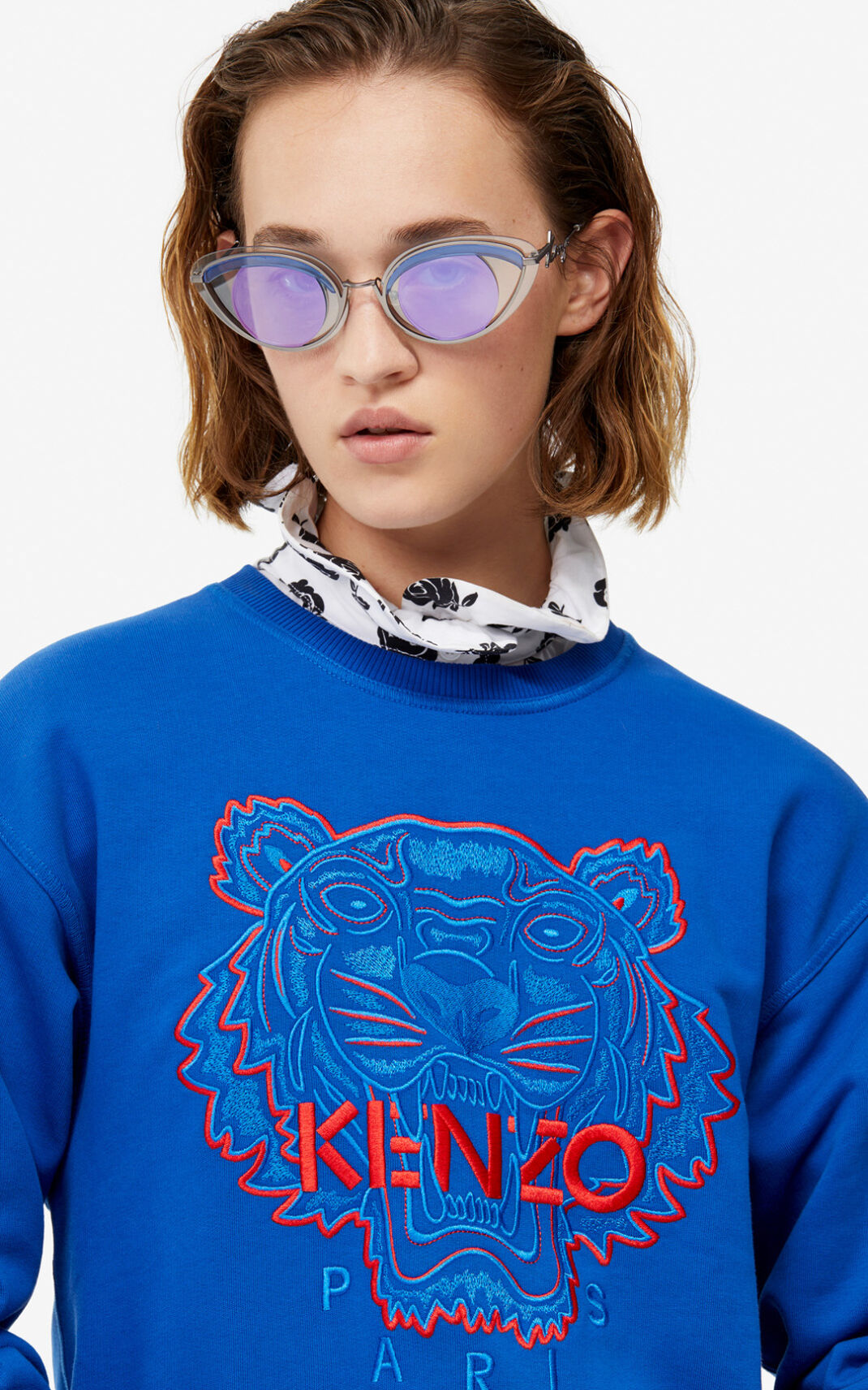 Kenzo Two tone Tiger Sudadera Mujer Azules | 0546387-GH